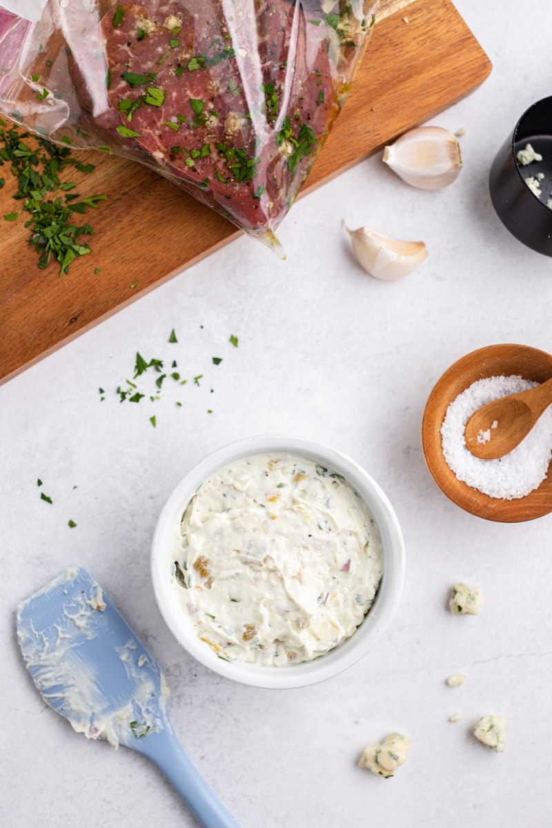 blue cheese sauce in a bowl