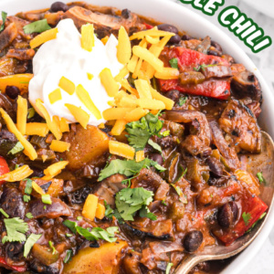 pinterest image for grilled vegetable chili