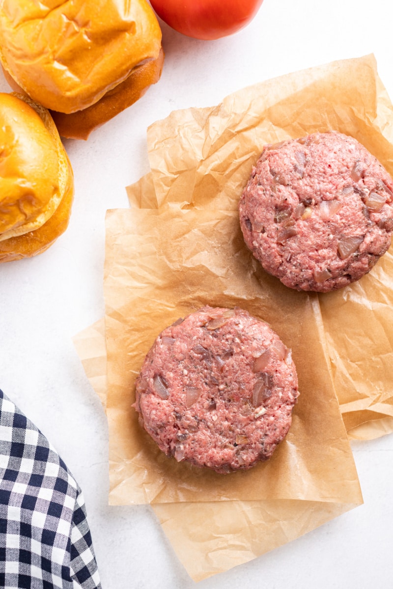 hamburger patties before cooking