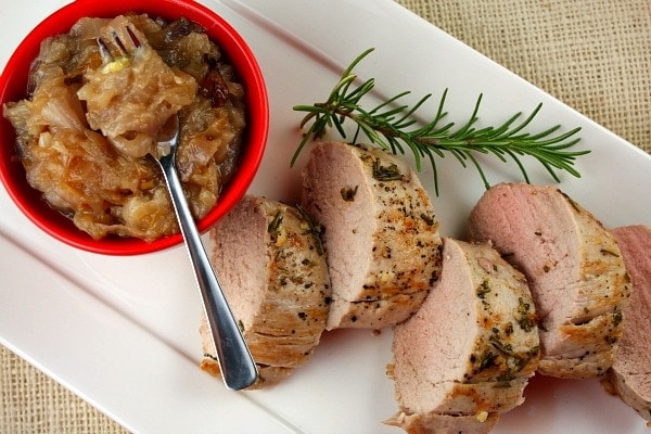 Herb Roasted Pork Tenderloin with Red Onion Jam
