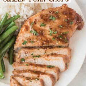 pinterest image for hoisin and honey glazed pork chops