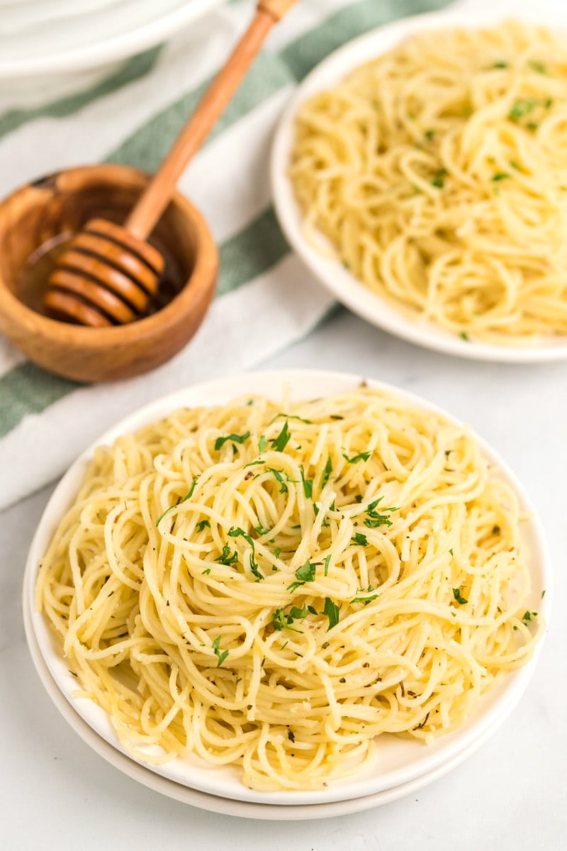 bowl of Honey Garlic Angel Hair