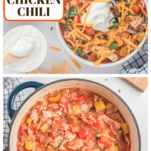 pinterest collage image for ina garten's chicken chili