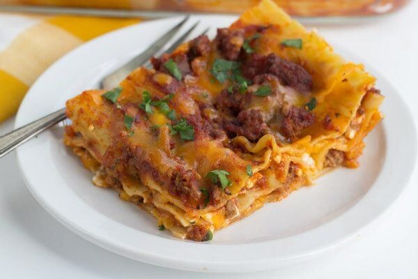 Lazy Low Fat Lasagna recipe from RecipeGirl.com