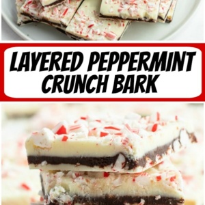 pinterest collage image for layered peppermint crunch bark