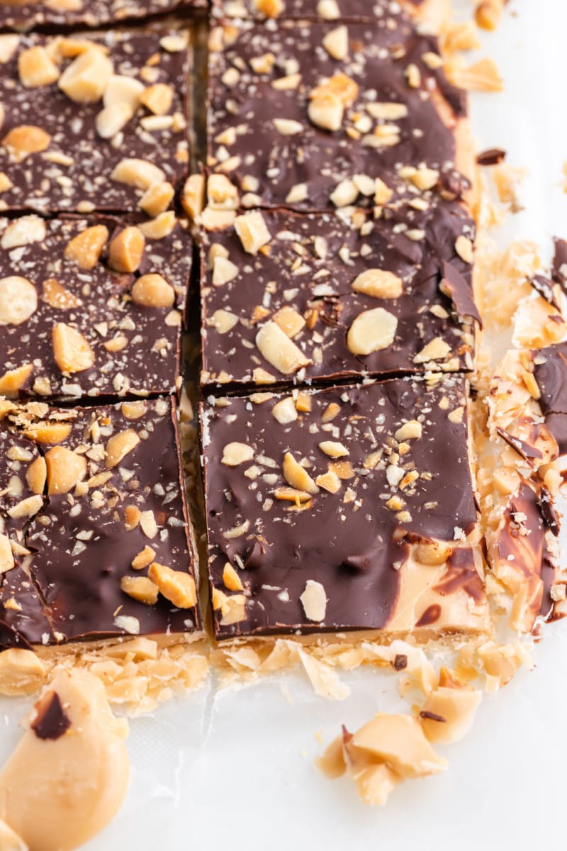 macadamia nut butter toffee cut into pieces
