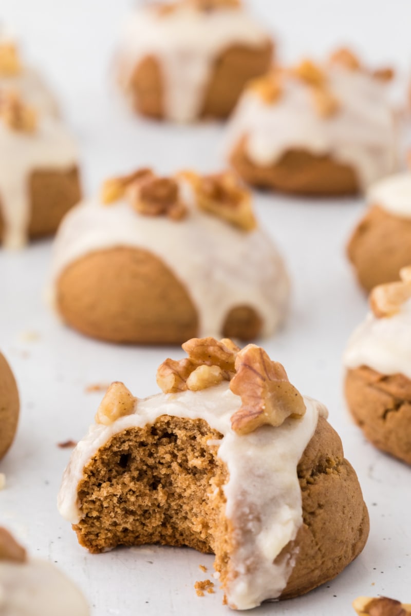 maple walnut spice cookie with bite taken out