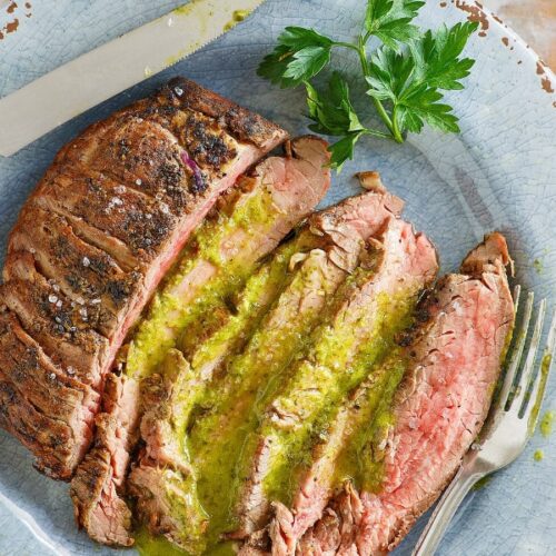 Marinated Flank Steak With Cilantro Parsley Vinaigrette Recipe Girl