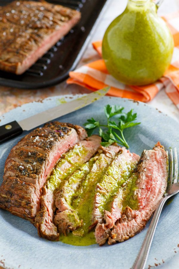 Marinated Flank Steak on a plate