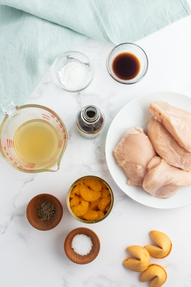 ingredients displayed for asian orange chicken