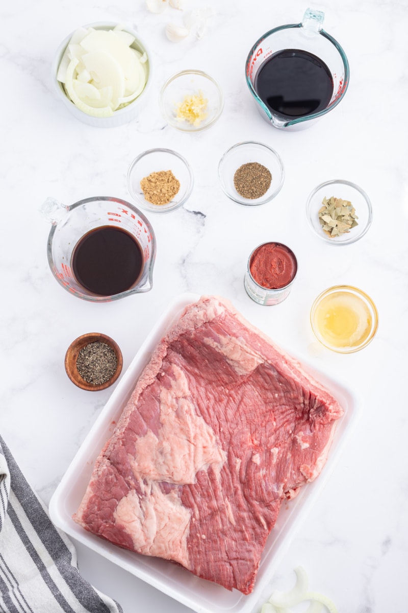 ingredients displayed for making barbecue brisket