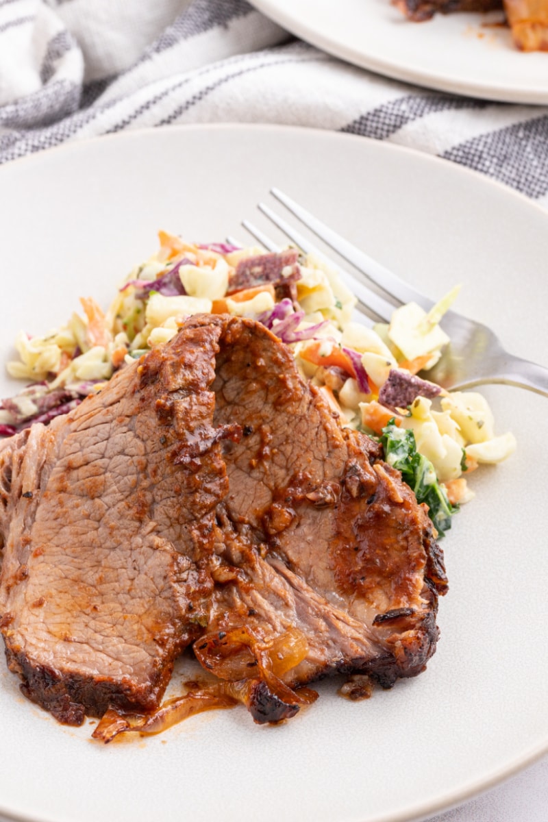 slices of barbecue brisket on a plate