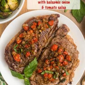 pinterest image for pan seared ribeye steak