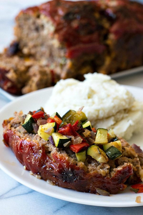 Roasted Vegetable Meatloaf Recipe - RecipeGirl.com