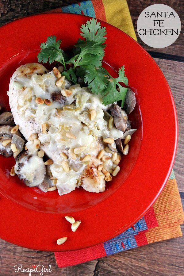 Santa Fe Chicken Recipe from RecipeGirl.com Santa Fe Chicken in red bowl