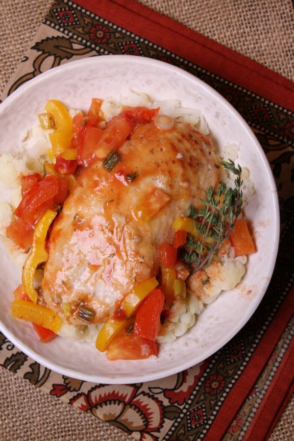 serving Sauteed Chicken with Tangy Tomato Sauce 
