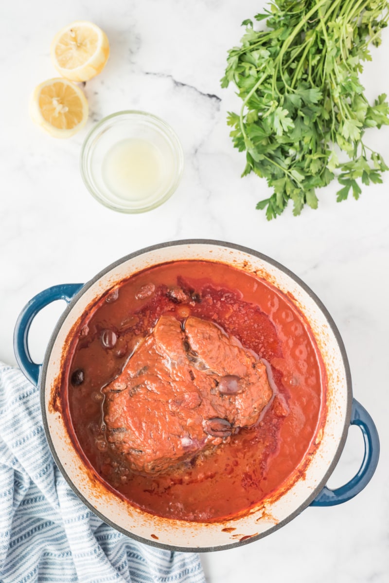 sicilian pot roast in pot