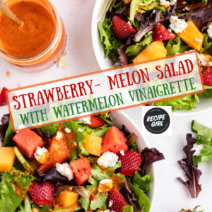 pinterest image for strawberry melon salad