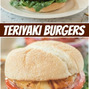 pinterest collage image for teriyaki burgers