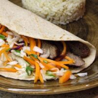 Thai Beef Tacos with Lime Cilantro Slaw