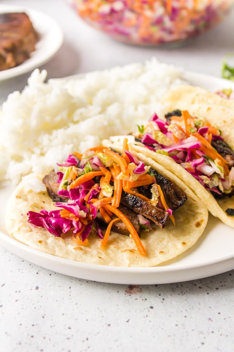 thai beef tacos on a plate