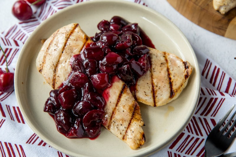 Grilled Honey Chicken with Cherry Sauce Image