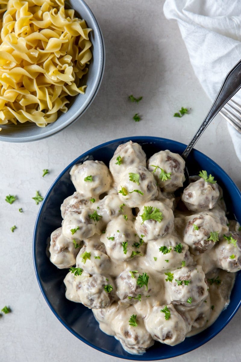 Swedish Meatballs served in a creamy sauce