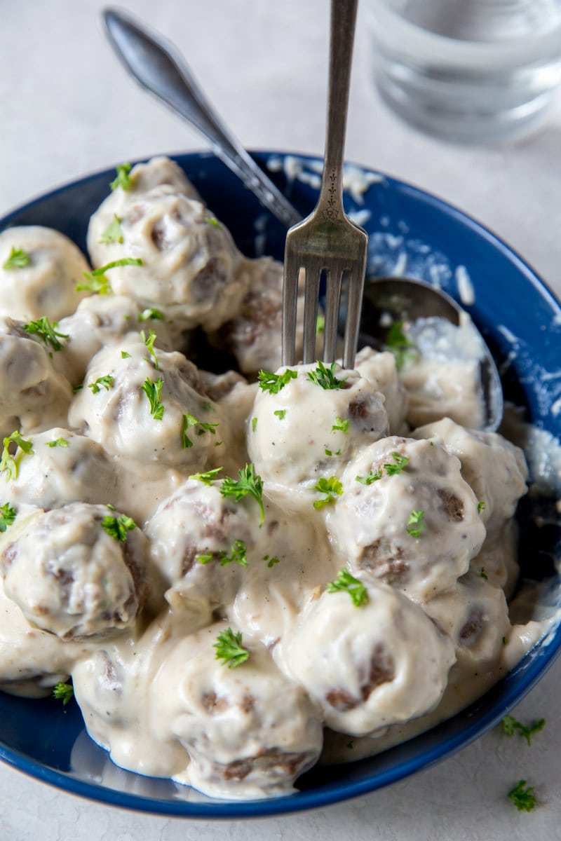 Swedish Meatballs served in a creamy sauce