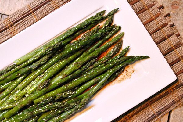 Roasted Asparagus with Balsamic Browned Butter Roasted Asparagus with Balsamic Brown Butter recipe on plate