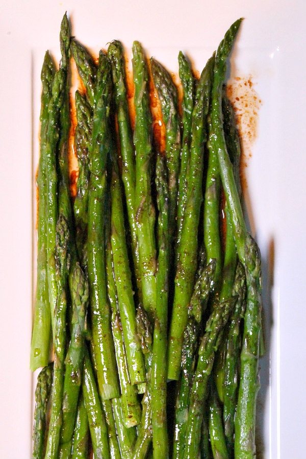 Roasted Asparagus with Balsamic Browned Butter Roasted Asparagus with Balsamic Brown Butter recipe on plate