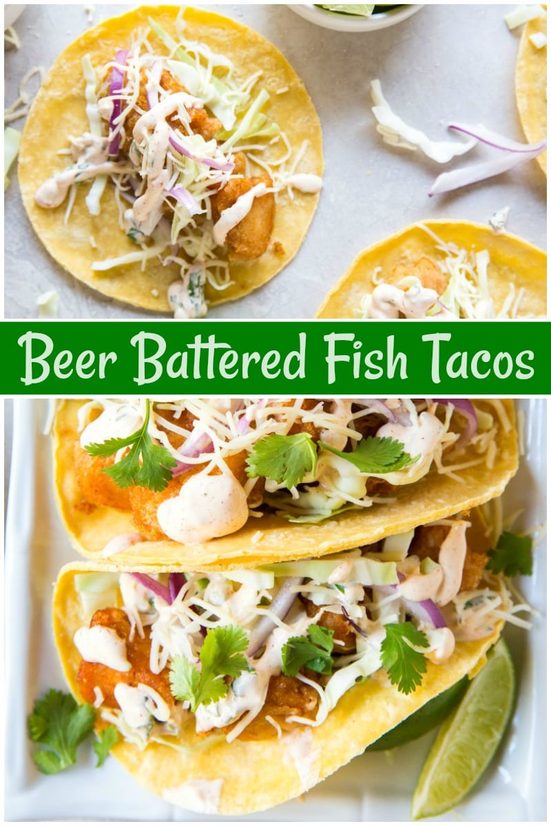 beer battered fish tacos with baja sauce