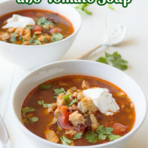 pinterest pin for chipotle chicken and tomato soup