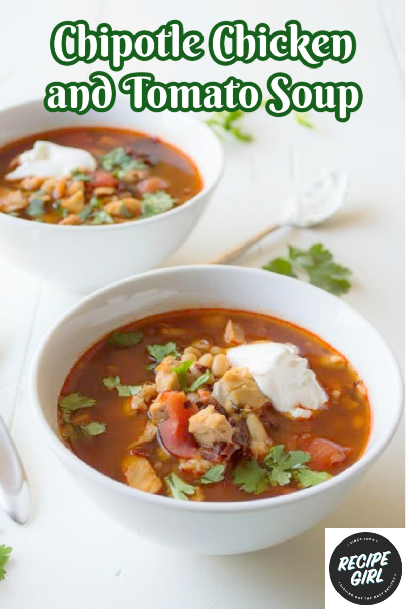 pinterest pin for chipotle chicken and tomato soup