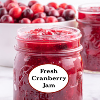 fresh cranberry jam in a jar