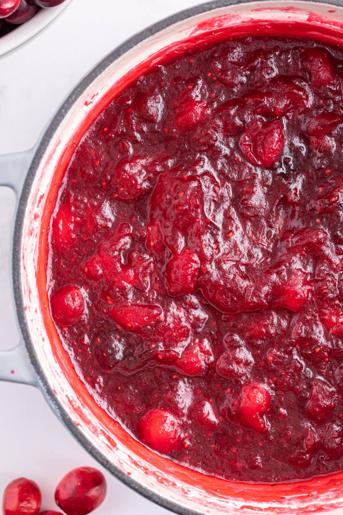 pot of fresh cranberry jam