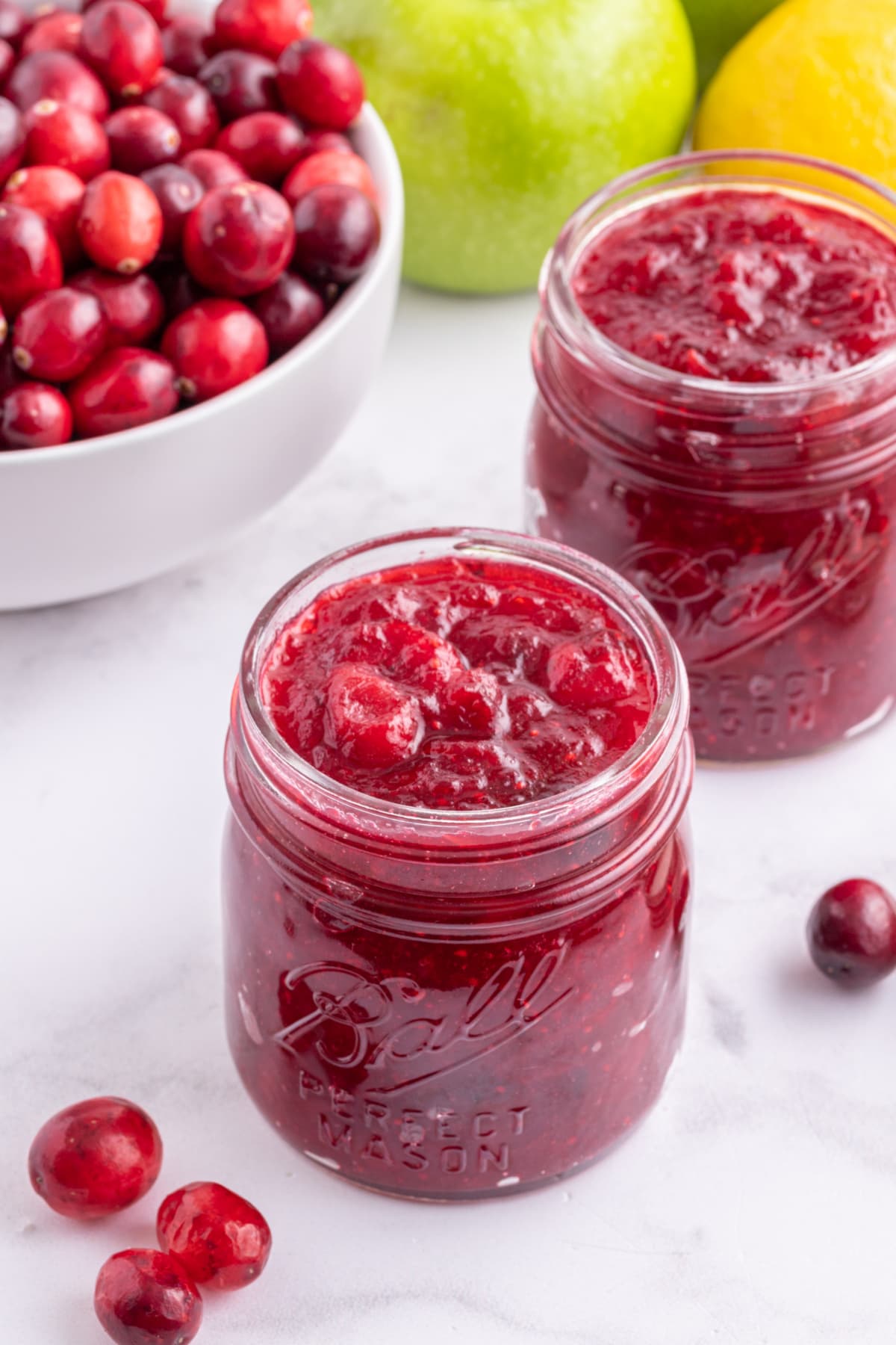 jars of fresh cranberry jam