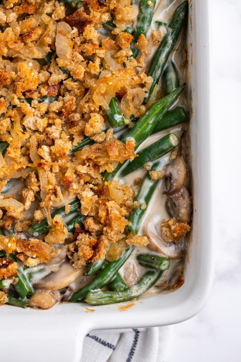 dish of fresh green bean casserole