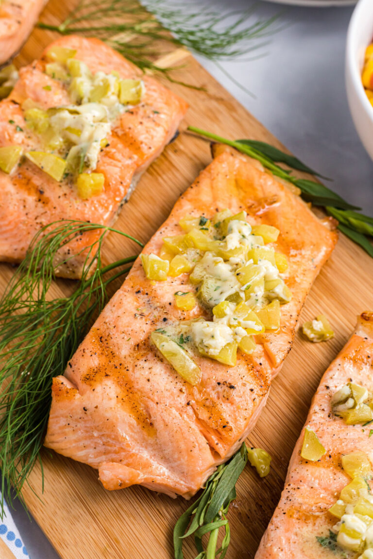Grilled Salmon with Dill Pickle Butter Recipe Girl