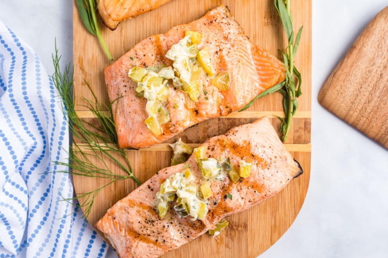 Grilled Salmon with Dill Pickle Butter Recipe Girl