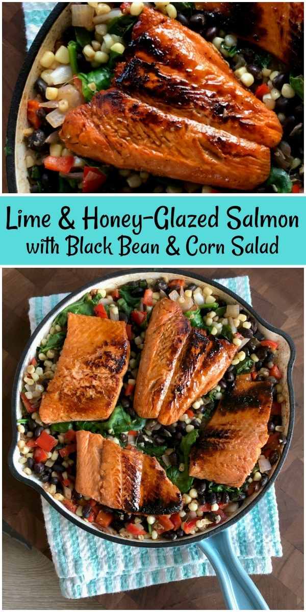 Lime and Honey Glazed Salmon with Black Bean and Corn Salad