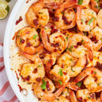 pan seared shrimp with chipotle lime glaze in skillet
