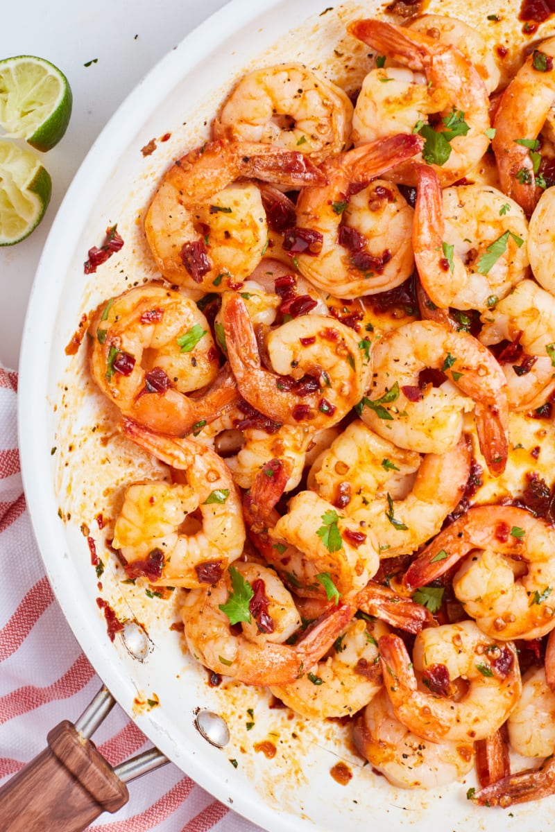 pan seared shrimp with chipotle lime glaze in skillet