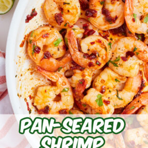 pinterest image for pan seared shrimp with chipotle