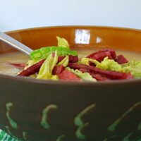 Parsnip Soup with Corned Beef and Cabbage