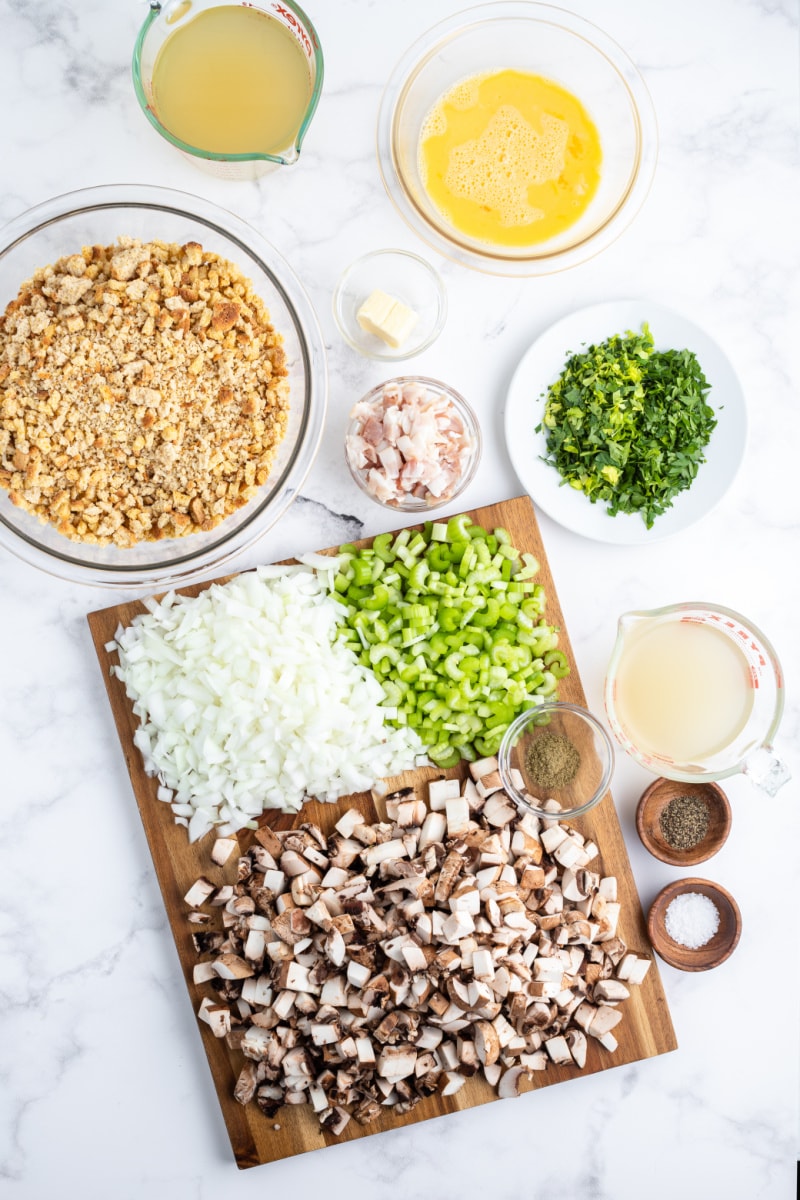 ingredients displayed for making portobello stuffing