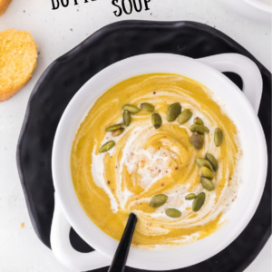 pinterest image for roasted butternut squash soup