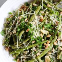 Roasted Green Beans with Lemon, Pine Nuts and Parmigiano