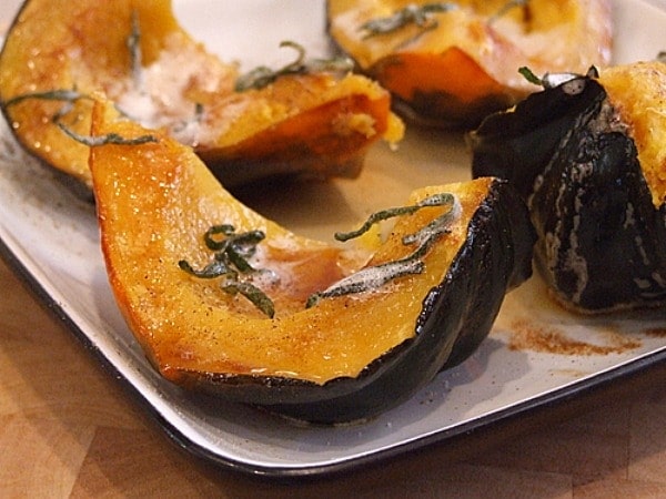 winter squash wedges with brown butter and sage