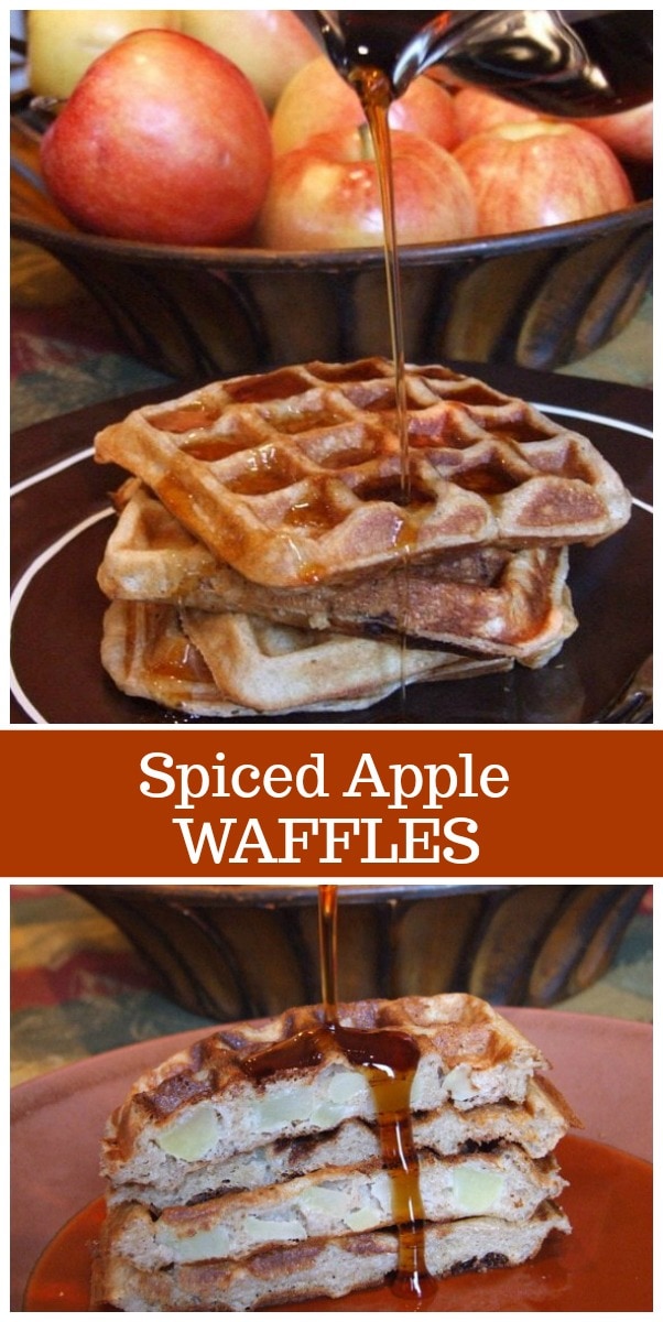 Spiced Apple Waffles recipe from RecipeGirl.com #apple #waffles #fall #breakfast #recipe #RecipeGirl