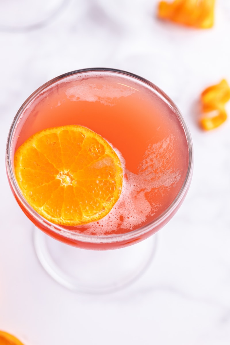 orange garnish in a cocktail